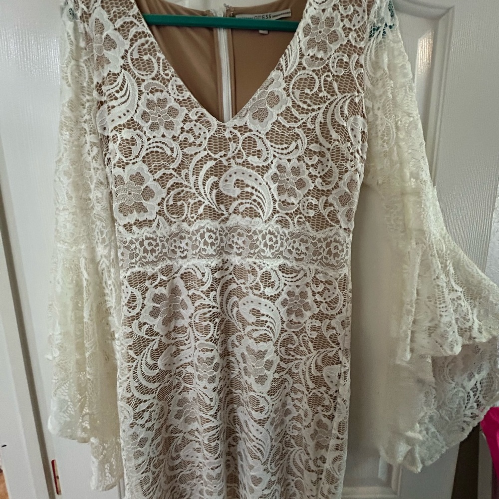 Guess White Long Sleeve Dress